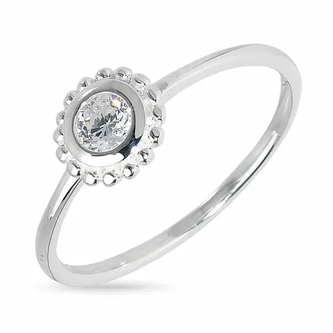 rund zirkon ring i silver