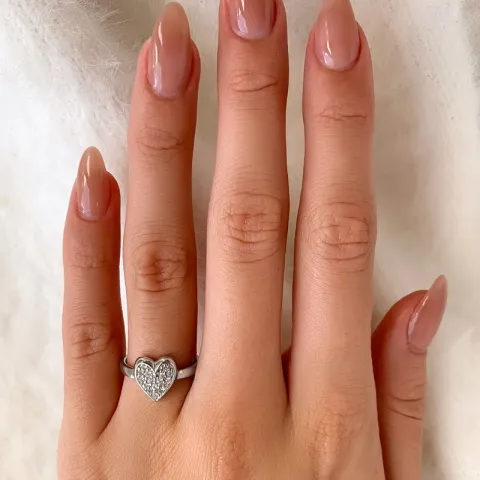 Stor hjärta ring i silver