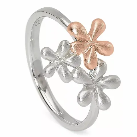 Sandblåst blommor ring i silver med rosabelagt silver