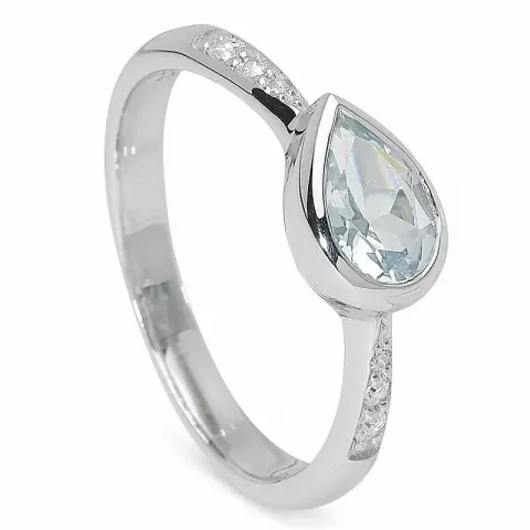 Fingerringar: droppe zirkon ring i silver
