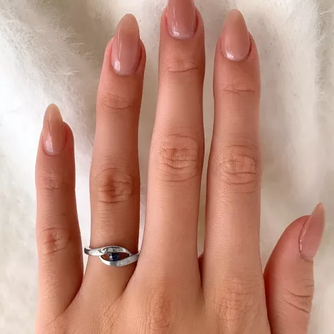 blå ring i silver