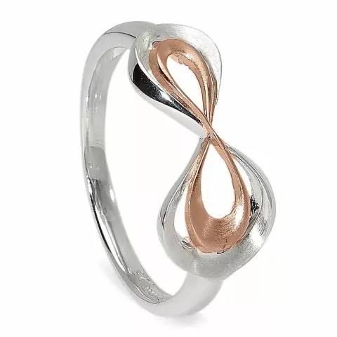 Abstrakt infinity ring i silver med rosabelagt silver