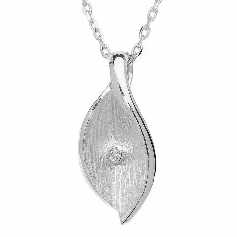 Elegant blad hängen i 925 carat silver 0,02 ct