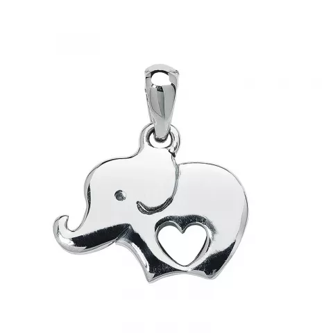 Hjärta elefant hängen i silver