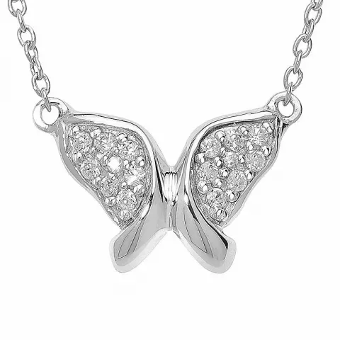 halsband i silver med fjäril i silver