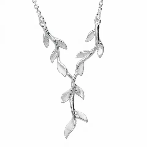 blad halsband i silver med hängen i silver