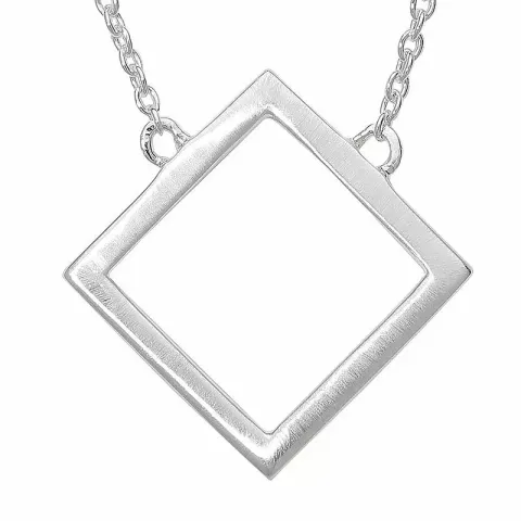 Fyrkantigt halsband i silver med hängen i silver