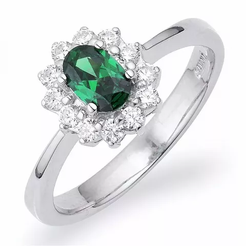 Oval grön zirkon ring i silver