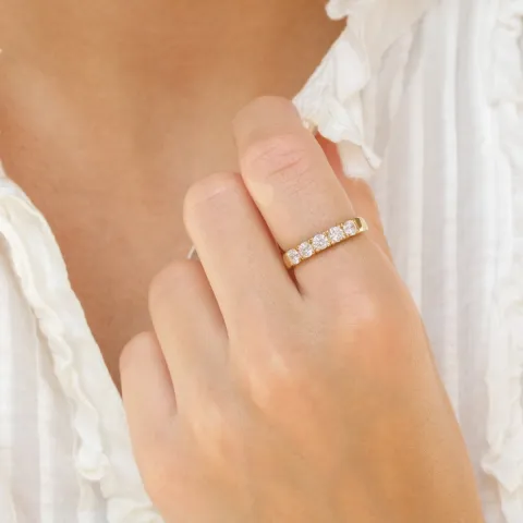 vit zirkon alliancring i förgyllt silver