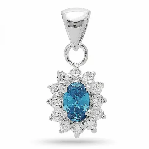 Elegant blå zirkon rosettberlock i silver