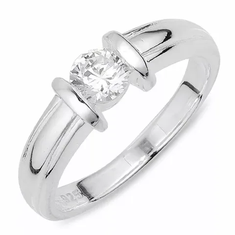 Elegant vit zirkon ring i silver