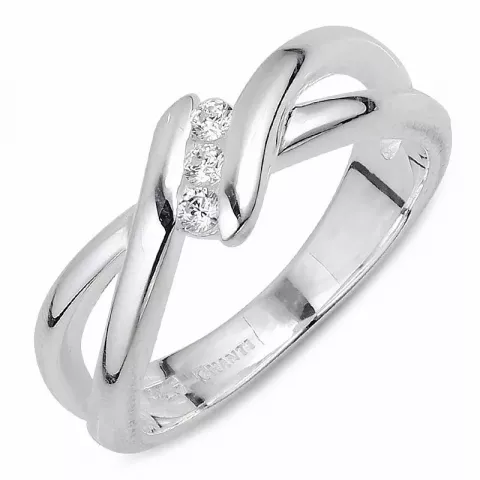 Förtjusande abstrakt vit zirkon ring i silver