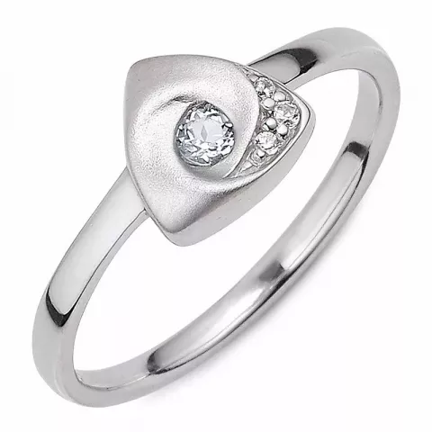 Elegant abstrakt zirkon ring i silver