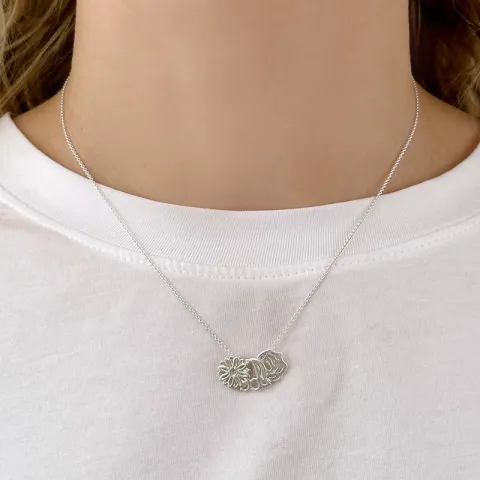 Födelseblomma juni rose hängen i silver