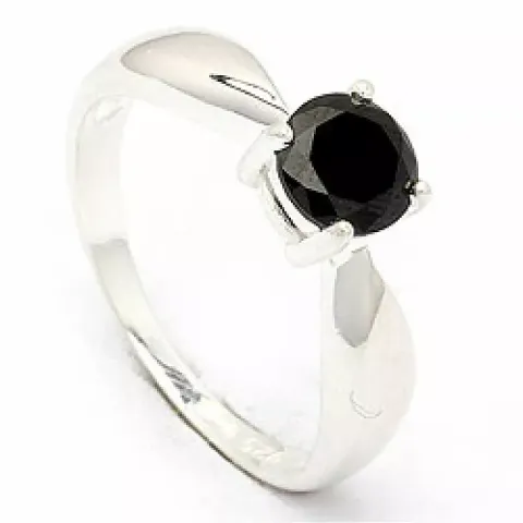 sort zirkon ring i silver