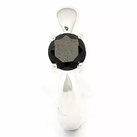 sort zirkon ring i silver