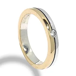 Ring i oxiderat sterlingsilver med 8 karat guld