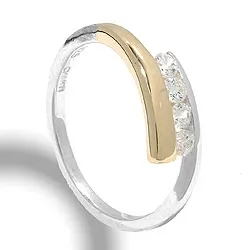 zirkon ring i silver med 8 karat guld