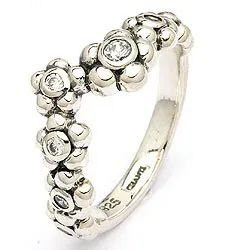Blommor ring i oxiderat sterlingsilver