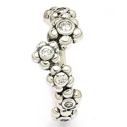 Blommor ring i oxiderat sterlingsilver