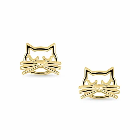 katter örhängestift i förgyllt silver