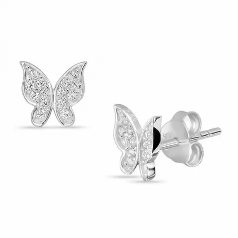 fjärilar zirkon örhängen i silver