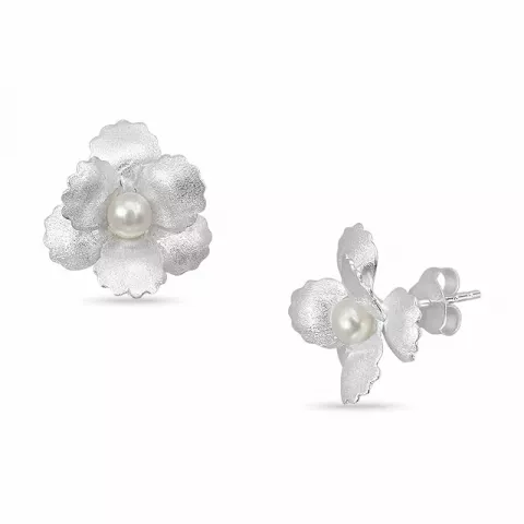 blommor pärla örhängestift i silver