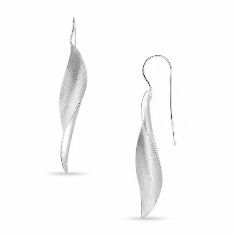 långa blad örhängen i silver