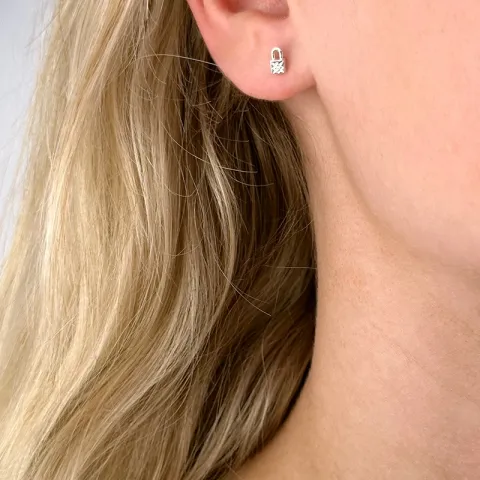 låsa zirkon örhängestift i silver