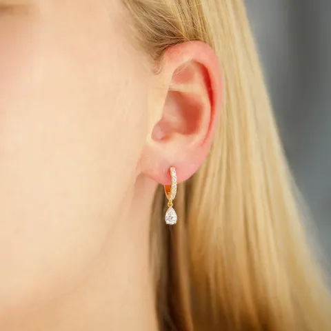 zirkon creol i förgyllt silver