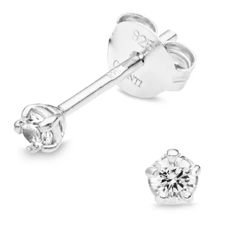 3 mm zirkon solitäreörhängestift i silver