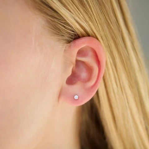 3 mm zirkon solitäreörhängestift i silver
