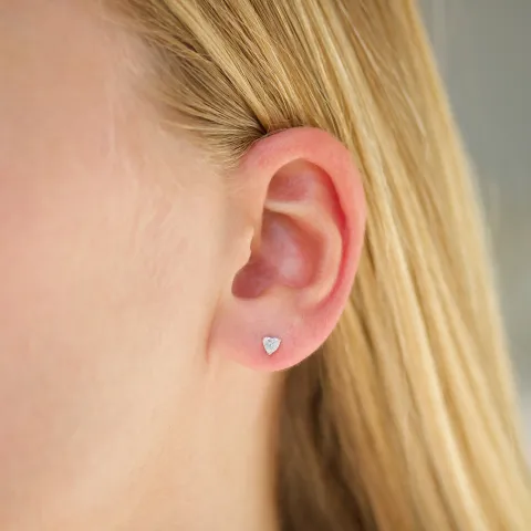 hjärta zirkon solitäreörhängestift i silver