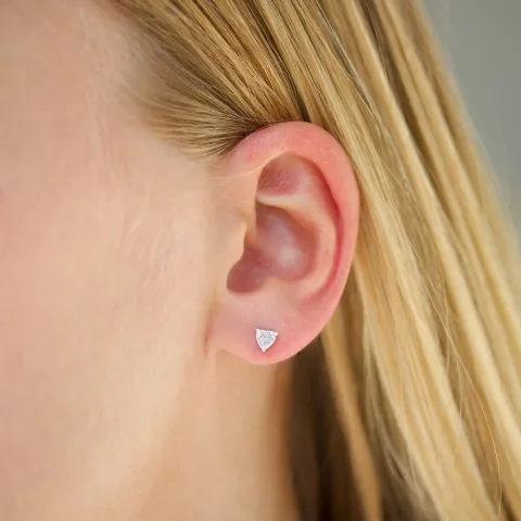 hjärta zirkon solitäreörhängestift i silver