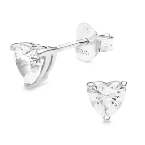 hjärta zirkon solitäreörhängestift i silver