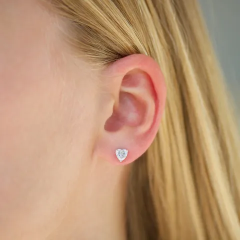 hjärta zirkon solitäreörhängestift i silver