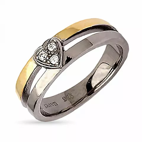 Dark Harmony ring i svart rhodinerat silver med förgyllt silver