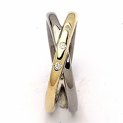 Bred Dark Harmony ring i svart rhodinerat silver med förgyllt silver