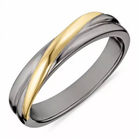 ring i svart rhodinerat silver med förgyllt silver