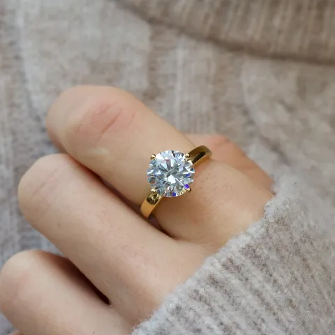 zirkon ring i förgyllt silver