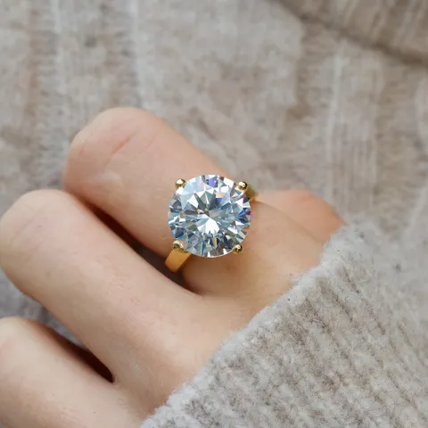 zirkon ring i förgyllt silver