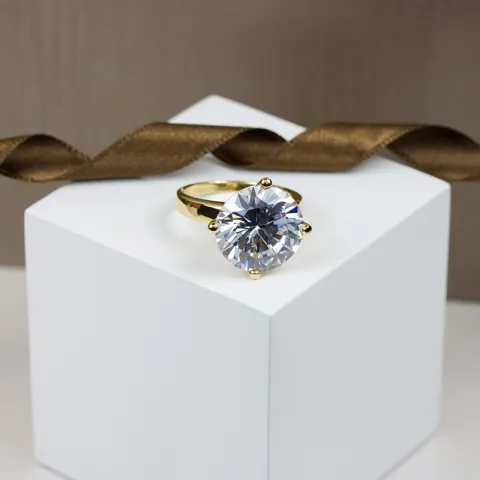 zirkon ring i förgyllt silver