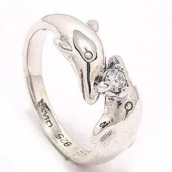 Delfin ring i oxiderat sterlingsilver