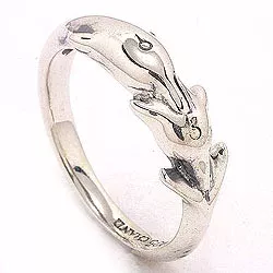 Delfin ring i oxiderat sterlingsilver