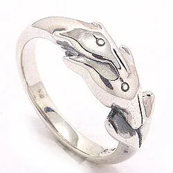 Delfin ring i oxiderat sterlingsilver