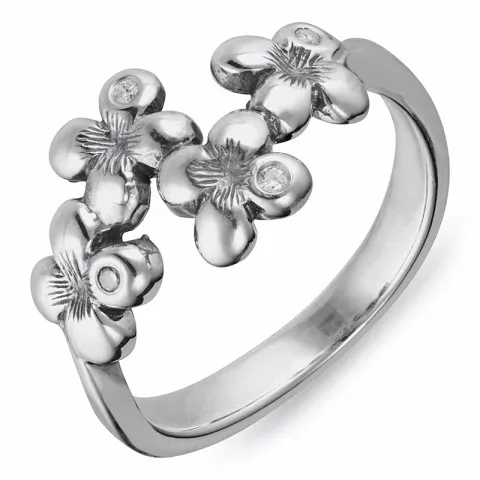 blommor ring i oxiderat sterlingsilver