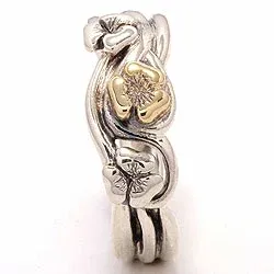 Blommor ring i oxiderat sterlingsilver med 8 karat guld