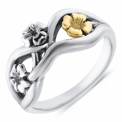 blommor ring i oxiderat silver med 8 karat guld