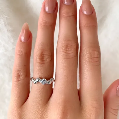 vit zirkon ring i silver