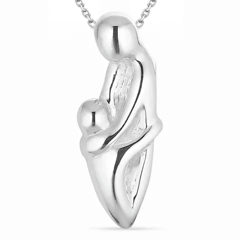 mor och barn halsband i silver med hängen i silver